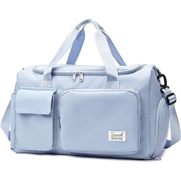 Sports Gym Bag with Shoes Compartment - Blue - Picture 1 of 7